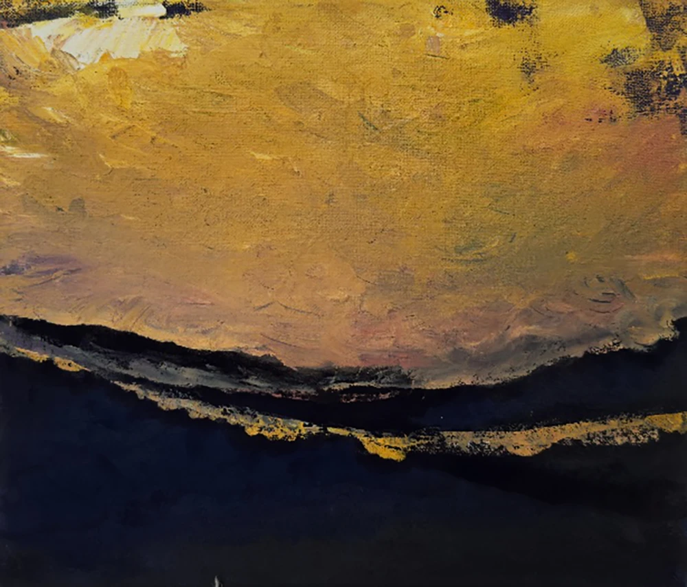 Ursprung. 2024. Öl und Pigment auf Leinwand, 30 x 33 cm Kunstwerk Blattsilber 2024 - Uta Schotten