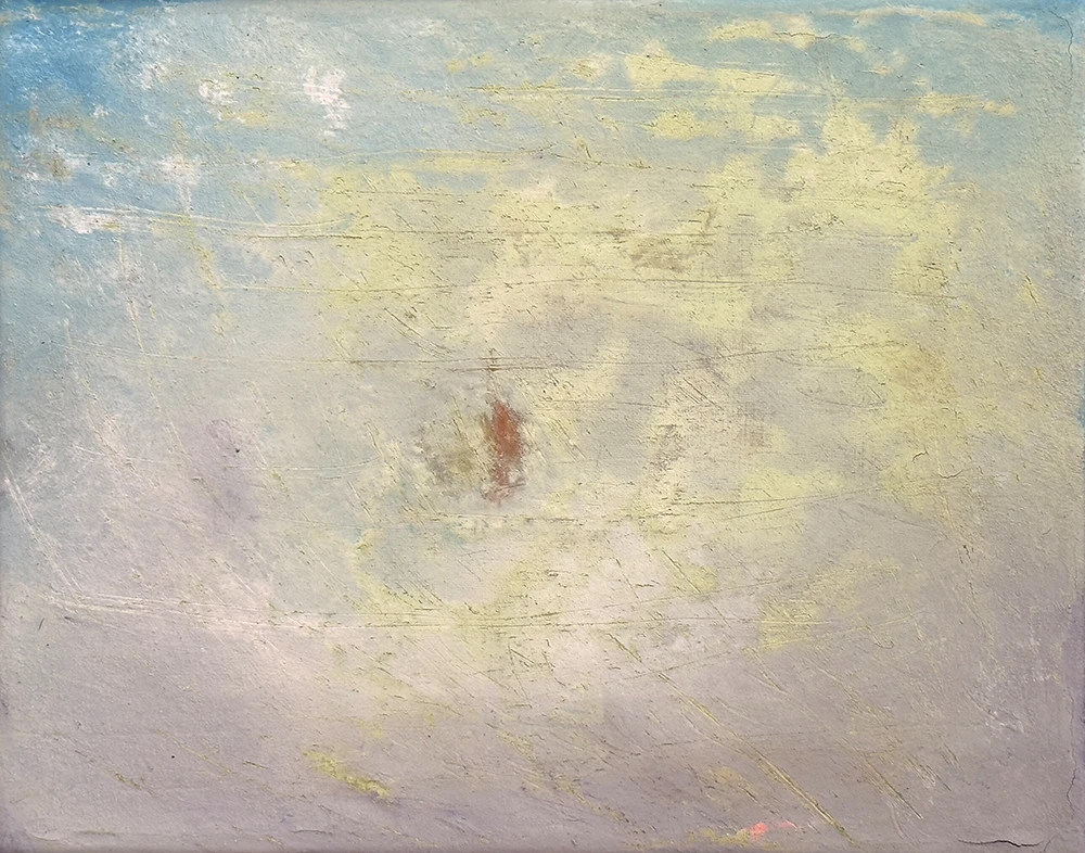 Ursprung. 2025. Farben aus eigener Herstellung auf Leinwand, 21 x 26 cm Kunstwerk Blattsilber 2024 - Uta Schotten