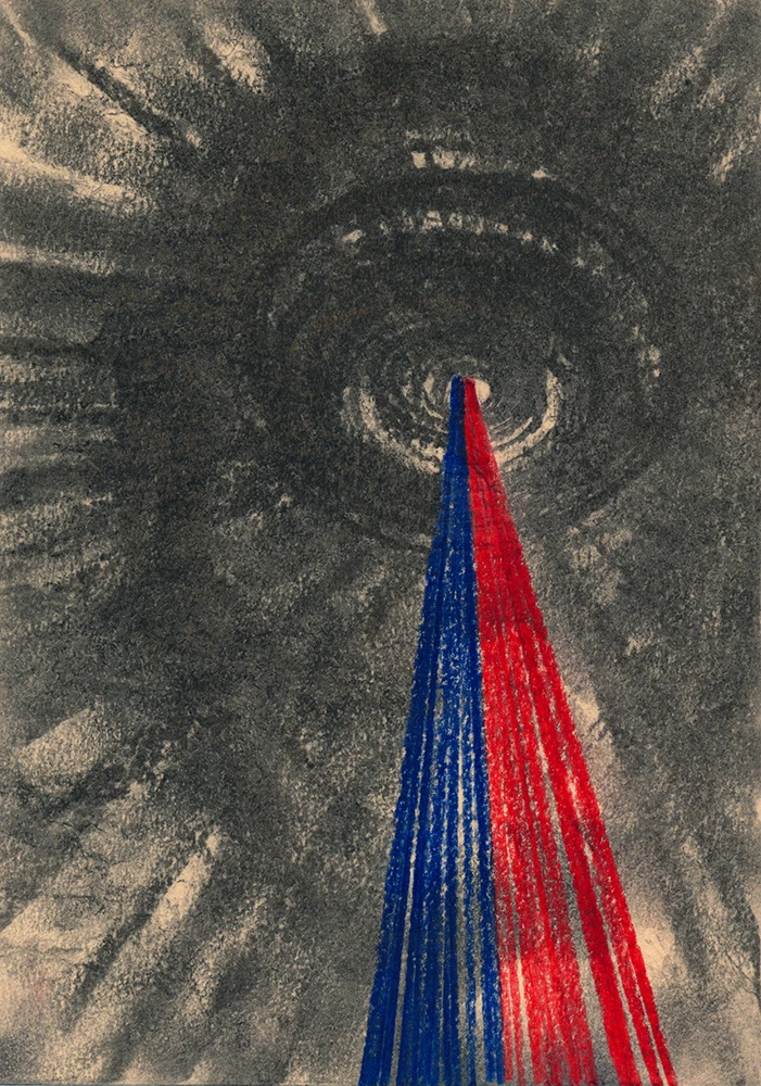 Genesis 2026. Kohle und Buntstift auf Papier. 21 x 14,8 cm Genesis 2026. Kohle und Buntstift auf Papier. 21 x 14,8 cm